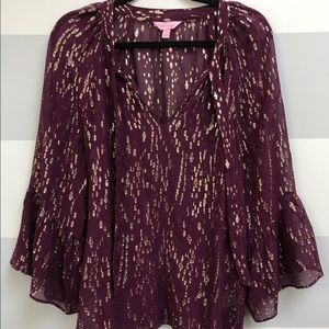 Matila Silk Clip Top - Shiraz